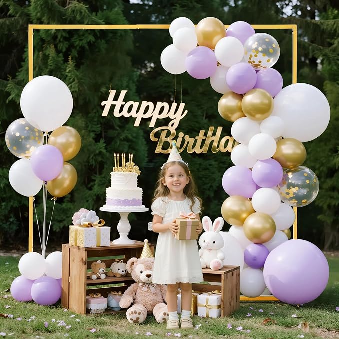 VEVOR Arch Backdrop Stand, 6.6 x 6.6 ft, Stable Structure, Easy Assembly, Square Gold Metal Arch Backdrop Stand for Wedding, Birthday Party, Graduation, Holiday Celebration, and Ceremony Decoration