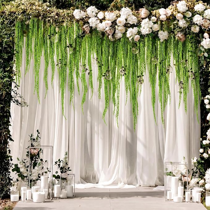 Suncalla 36 Pcs Green Spring Natural Dried Amaranthus Hanging Flowers Amaranthus Artificial Flowers for Wedding Arch Bouquet Floral Garland Wall Home Decoration (23 Inch)