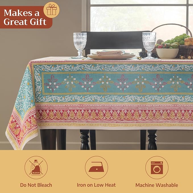 Maison d'Hermine Table Cloth Rectangle Table 100% Cotton 60 x 90 Inches Tablecloth Reusable Decorative Everyday Use for Dining Room, Farmhouse, Home, Party, Festive & Wedding - Carpo