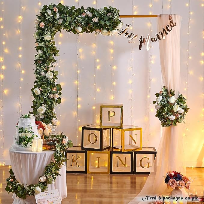PONKING Flower Garland Artificial Rose Vine Flowers Hanging Fake Roses Vines for Wedding Birthday Party Valentines Christmas Room Wall Arch Decor, 2 White & 1 Light Pink Floral Garland Decorations