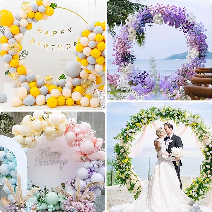Wokceer Round Backdrop Stand 6FT Circle Balloon Arch Frame Circle Backdrop Stand Gold Round Arch for Wedding Birthday Party Bridal Shower Anniversary Event Ceremony Decoration