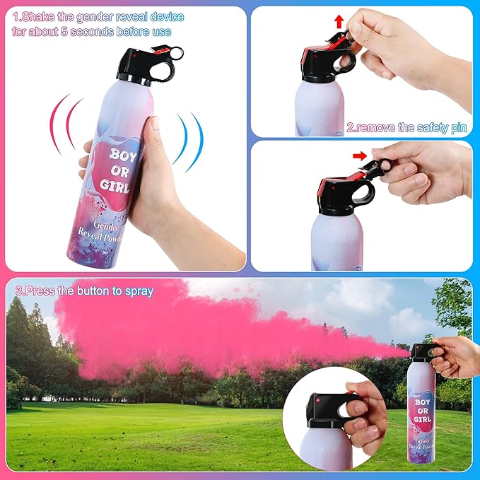 4 Pack Pink Gender Reveal Smoke Bombs, Fun Party Supplies for Baby Girl Shower Gender Reveal Spray Celebration, Decorations, Ideas