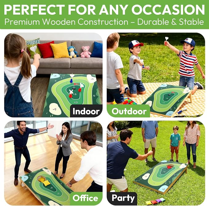 2-in-1 Cornhole Board Set & Dartboard Target Game, Adults Bean Bag Toss for Yard Games with 4 Darts & 4 Bean Bags, Indoor Outdoor Office Party Play, 33.5in x 21.6in (2-in-1 Cornhole Board Set)