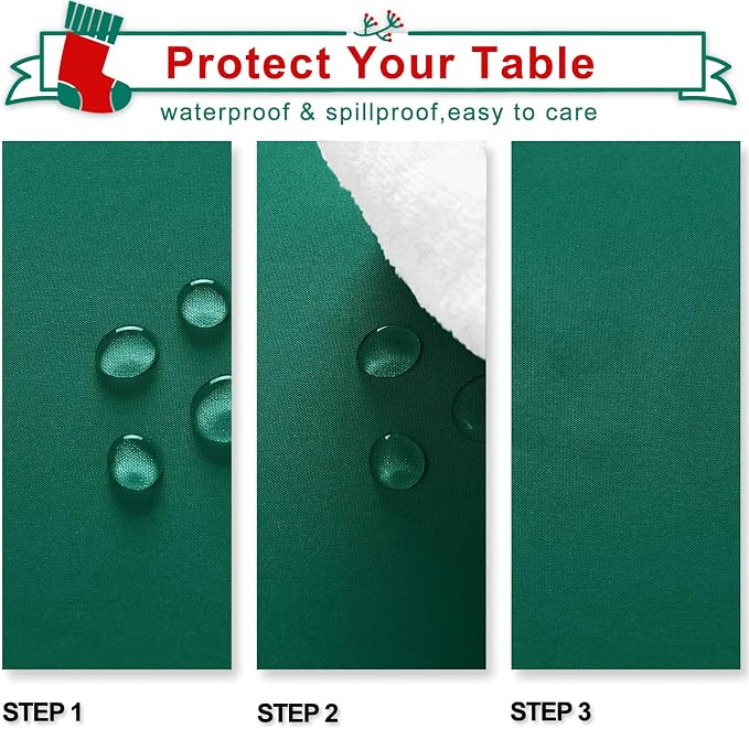 Hiasan Emerald Green Tablecloth for Rectangle Tables - Waterproof Washable Oblong Table Cloth for Dining Kitchen and Outdoor Use, 54 x 108 Inch