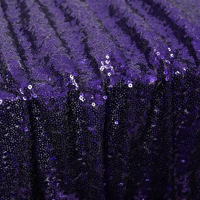 Poise3EHome Purple Sequin Tablecloth 90×132 Inch Rectangle Sparkly Fabric Table Cloth for Birthday Wedding Halloween Party Holiday Decoration