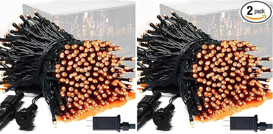 JMEXSUSS 250 LED Orange Lights for Halloween, 91.5ft Halloween Lights Indoor Outdoor Waterproof with 8 Modes, Connectable Orange String Lights for Yard Patio Party Holiday Decorations (Pack of 2)