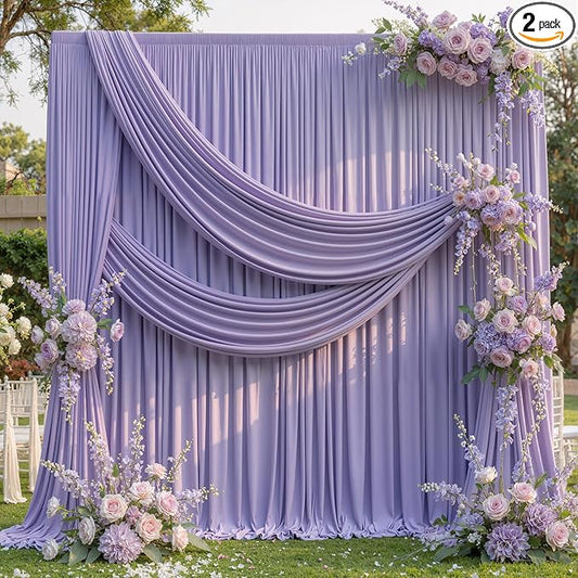 10ftx10ft Wrinkle Free Lavender Backdrop Curtain for Parties, Polyester Photo Backdrop Drapes Purple 2 Panels 5x10ft for Wedding Birthday Photography Background Indoor Outdoor