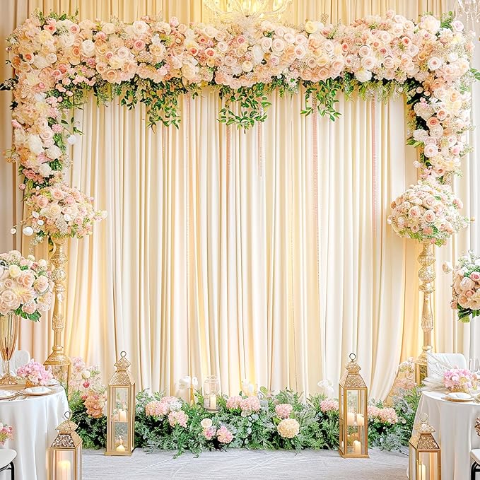 4 Panels Champagne Backdrop Curtain for Baby Shower Wrinkle Free 20ft x 10ft Backdrop Drapes Panels for Parties Wedding Bridal Shower Birthday Photo Photography Fabric Background Decoration