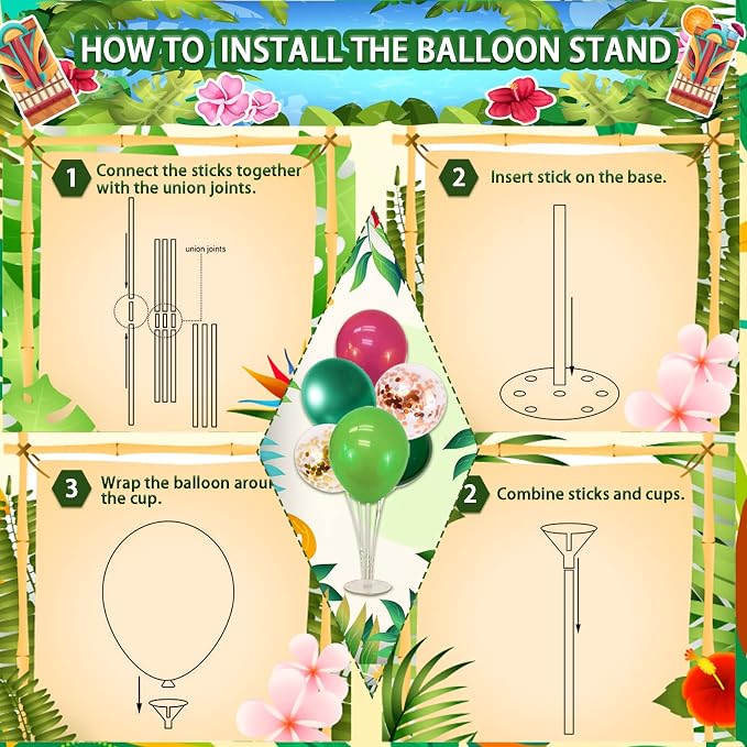 UJOYANT 323 Luau Party Decorations, Hawaiian Party Decorations Kit For Adults - "ALOHA"&"HAPPY BIRTHDAY" Banner, Balloons, Cake Topper, Straws, Table Skirt, Dinnerware Set For 25 Guests