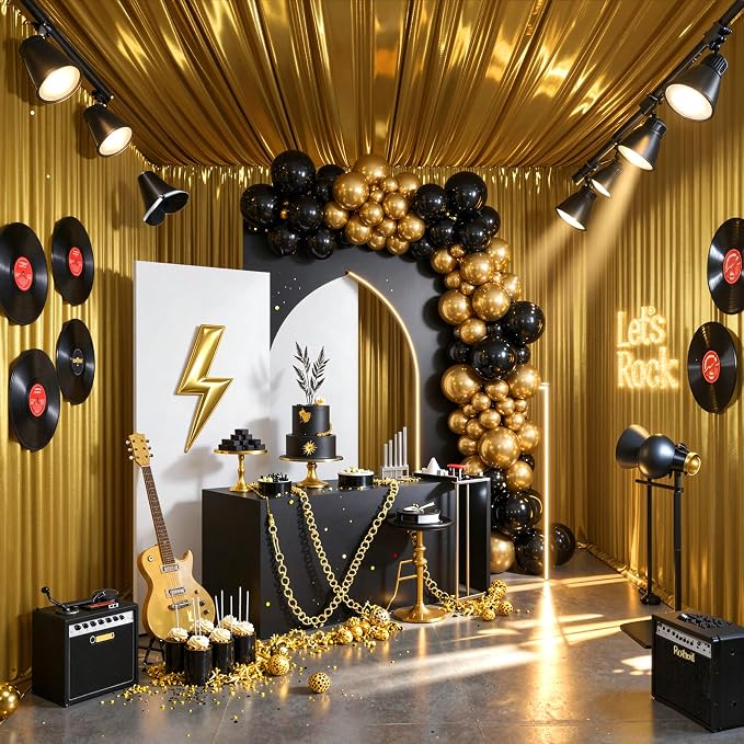 Dark Golr Glitter Backdrop Curtains - 10x12FT Satin Photo Backdrop, Wrinkle-Free Shimmer Back Drop Cloth Shiny Drapes for Photobooth Wedding Birthday Parties Photoshoot Background Decorations