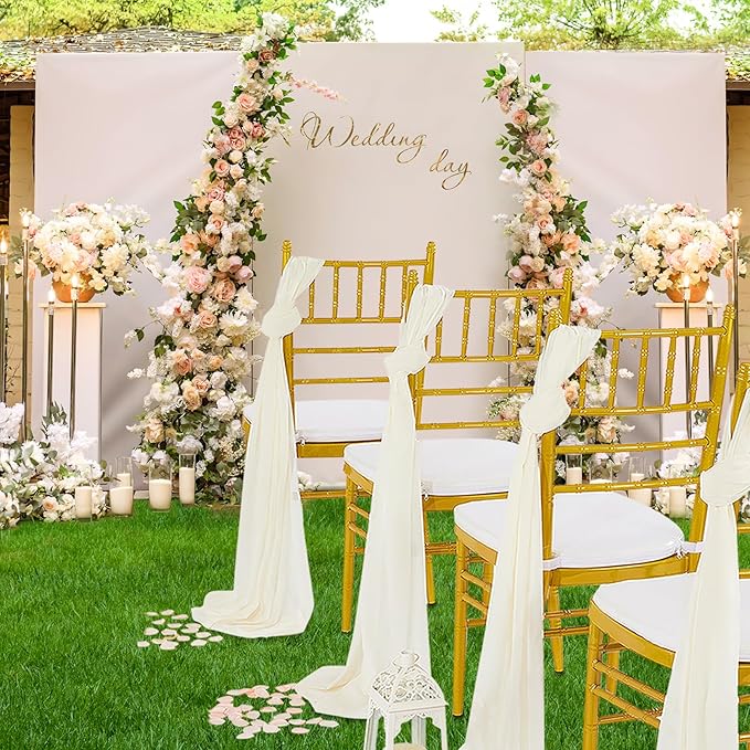 Beige Chiffon Table Runner Sheer: 10 Pieces 14x120 Inches Wedding Table Runners - 10ft Soft Fabric for Daily Dining Bridal Baby Shower Decorations