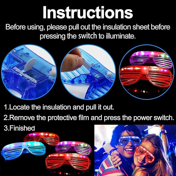 iGeeKid 36 Pack LED Glasses Glow Sticks Glasses Light Up Party Favors Glow In The Dark Party Supplies for Kids Adults Rave Neon Valentines Day Light Up Toys Gifts for Birthday Wedding Carnival Party