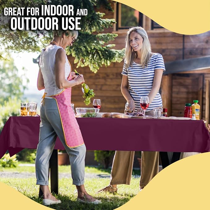 Party Solids 66% Thicker Premium Plum Plastic Table Cover Roll 40" X 100' Table Cloth Plastic Cover Roll Quality Thick Banquet Rolls Disposable Tablecloth Rolls Strong American Based Company