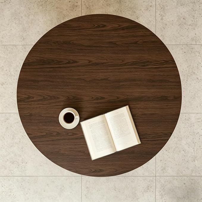 Round Table Mats - Can Be Used On Both Sides Waterproof and Easy to Clean Good Flatness Used for Dining Table(Walnut Wood Grain Dia.54Inch)