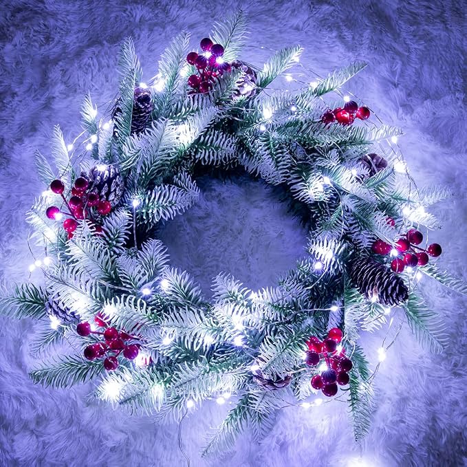 2 Pack 200 LED Fairy Lights Plug in 66Ft Cool White Silver Wire Twinkle Lights LED String Lights with Remote for Christmas Tree Bedroom Living Room Wall Patio Party Decoration