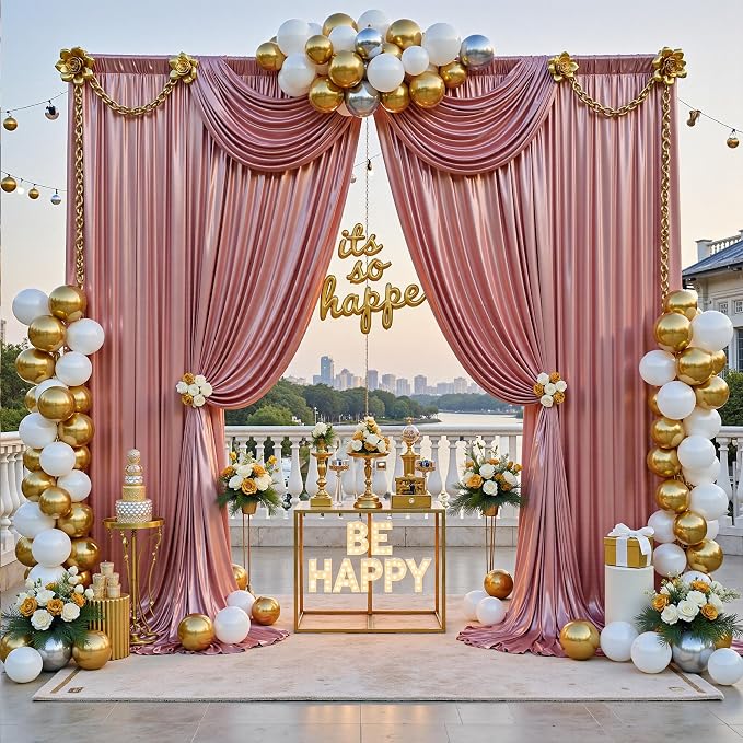 20x10FT Rose Gold Sequin Backdrop Curtain for Party - 4 Panels 5x10FT Wrinkle-Free Shimmer Drapes for Birthday, Wedding, Christmas, Decorations & Photography