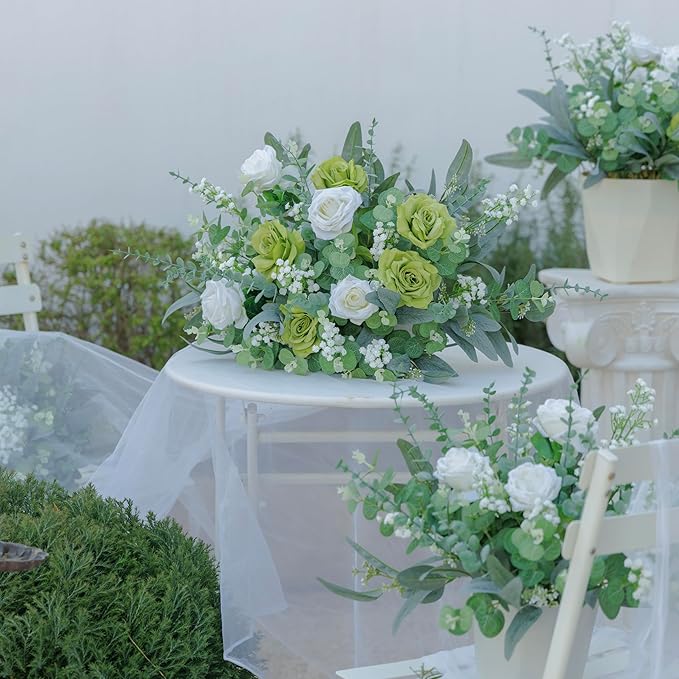 QGHPY 120 Pcs 4 Kinds Mixed Eucalyptus Greenery Stems,Artificial Babys Breath Flowers Bulk and Greenery Stems for Wedding, DIY Floral Arrangements and Home Decor (124)