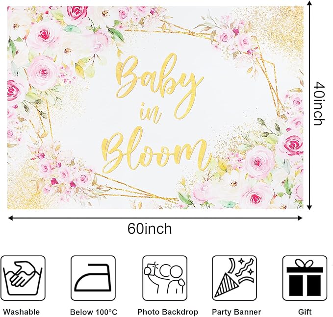 Baby in Bloom Baby Shower Decorations for Girl, Pink Sage Green Balloon Garland Arch Kit, Baby Boxes with Letters, Backdrop, Floral Baby Shower Decorations Birthday Party Decor