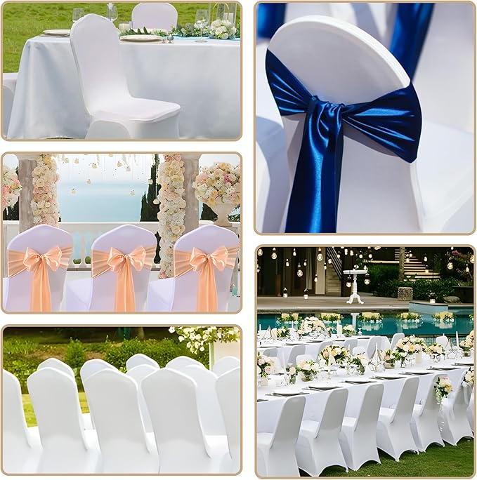 White Chair Covers 10 pcs Stretch Spandex Chair Covers Universal Fitted Chair Cover Protector for Wedding,Party, Banquet, Holidays, Celebration, Decoration（White, 10 PCS）