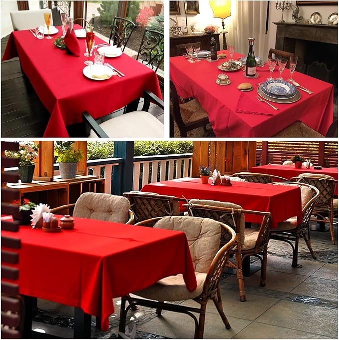 8 Packs Red Tablecloth 60x126 Inch Rectangular Table Cloths for 8ft Rectangle Tables, Wrinkle Resistant Polyester Fabric Washable Table Covers for Wedding Banquet Party Buffet