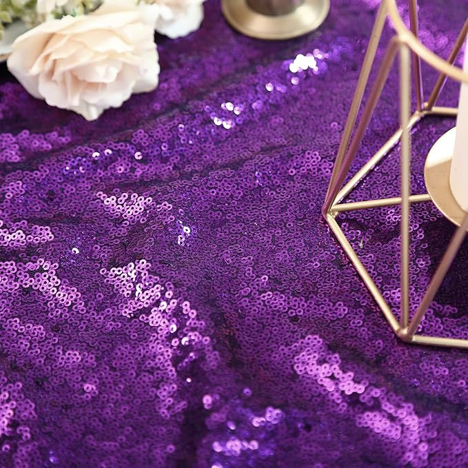 B-COOL Purple Sequin Tablecloth Decorations: Sparkly Mermaid Tablecloths 50x80 Inch Halloween Glitter Table Overlay Bridal Shower Carnival Rectangular Tablecloths
