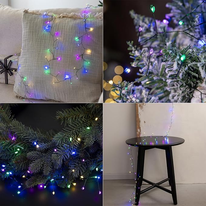 Firecracker Fairy Lights,50FT 500Leds Waterproof Twinkle Lights Plug in,8 Modes Remote String Light for Indoor Outdoor Christmas Wedding Birthday Patio Garden Decor,Green Wire,Multicolor