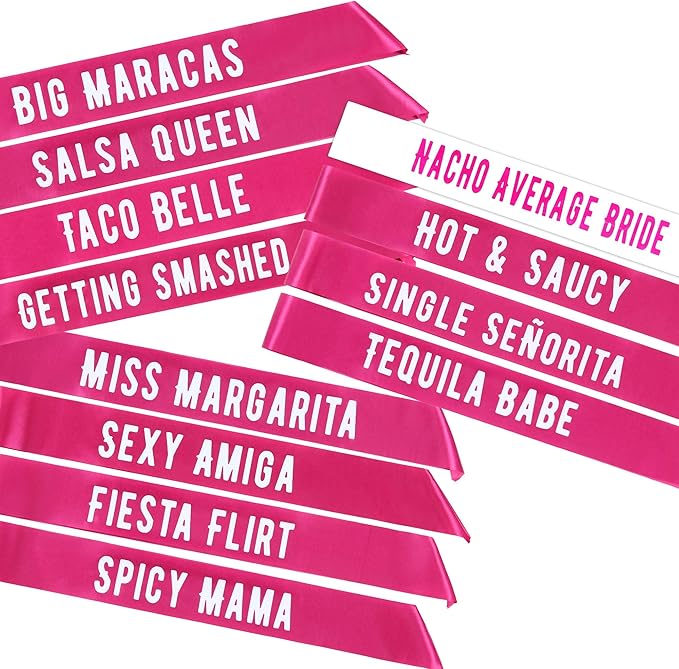 Final Fiesta Bachelorette Sashes | 12 Pack | 1 Bride to be Sash and 11 Bride Tribe Sashes with Fun Final Fiesta Phrases
