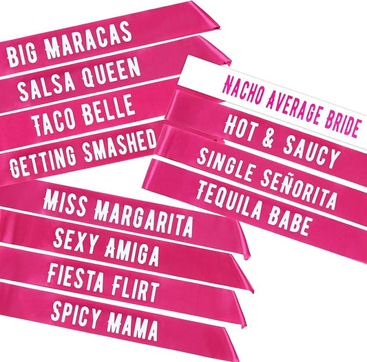 Final Fiesta Bachelorette Sashes | 12 Pack | 1 Bride to be Sash and 11 Bride Tribe Sashes with Fun Final Fiesta Phrases
