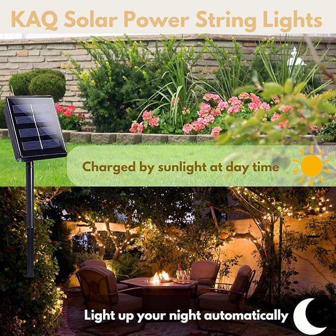 Upgrade 2Pack 200LED Solar String Lights for Outside, 66FT Solar Christmas String Lights Outdoor with 8 Modes, IP65 Waterproof Outdoor Twinkle Light, Garden Xmas Tree Christmas Decoration, Warm White