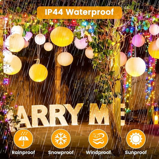 Connectable 2Pack String Lights Indoor, 66FT 200LED String Lights, 13Modes Twinkle Fairy Lights Plug in Outdoor Waterproof, Multicolor Clear Wire Light for Christmas Tree, Wedding Yard, Party Decor