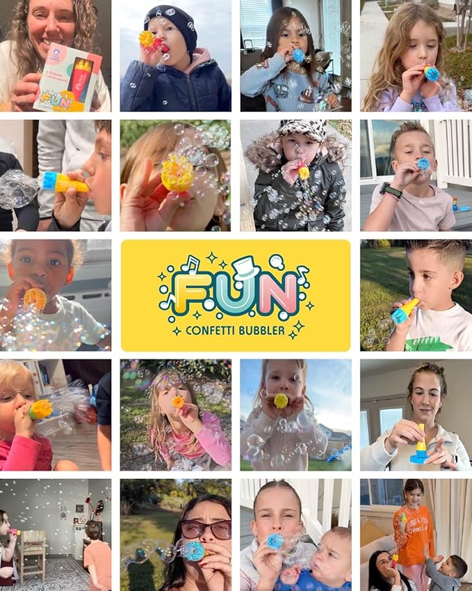Uncle Bubble Mini Bubble Blower - Non Toxic Plastic Confetti Bubbler, Fun Summer Toys for Kids, Girls and Boys, Blow Thousands of Mini Bubbles in One Breath