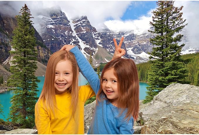 Mountain Lake Backdrop Banff National Park Moraine Lake Background Canadian Huge Rocks Snow Mountains Pine Trees Forest Photography Background Mountains Turquoise Water Backgrounds Props 5x3ft