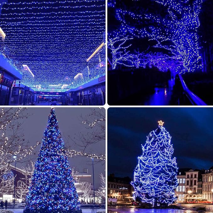 2 Pack 480 LED Solar Chrismas Lights Outdoor, 170 FT Super Long Solar String Lights for Outside with 8 Modes & Memory Function, Waterproof Twinkle Light for Xmas Tree Yard Party Decorations (Blue)