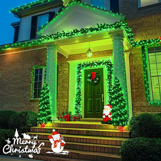 JMEXSUSS 400 LED Green Christmas Lights Indoor Outdoor, 132ft St Patrick's Day String Lights Plug in with Remote Clear Wire Christmas Tree Lights for Room Garden Patio Outside Party Xmas Tree Decor