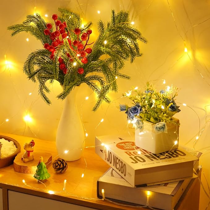 YEGUO Fairy Lights Battery Operated, 8 Packs Each 16ft 50 LED String Lights, Christmas MIni Lights Indoor for Bedroom Wedding Party Holiday Gift(Warm White)