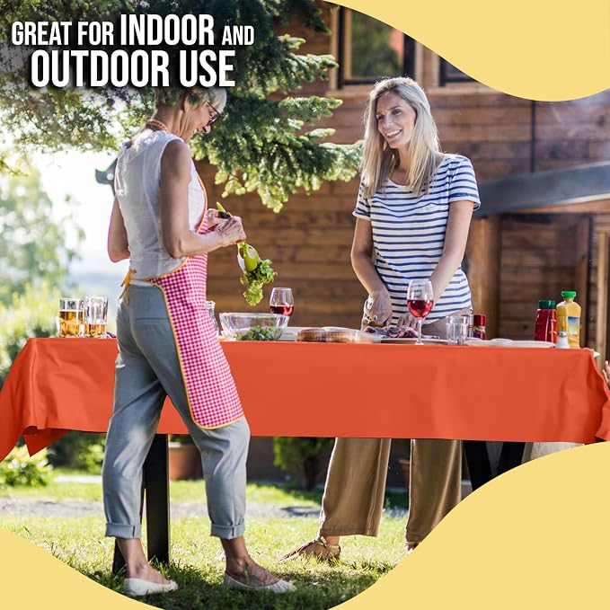Party Solids 66% Thicker Premium Orange Plastic Table Cover Roll 40" X 300' Table Cloth Plastic Cover Roll Quality Thick Banquet Rolls Disposable Tablecloth Rolls Strong American Based Company