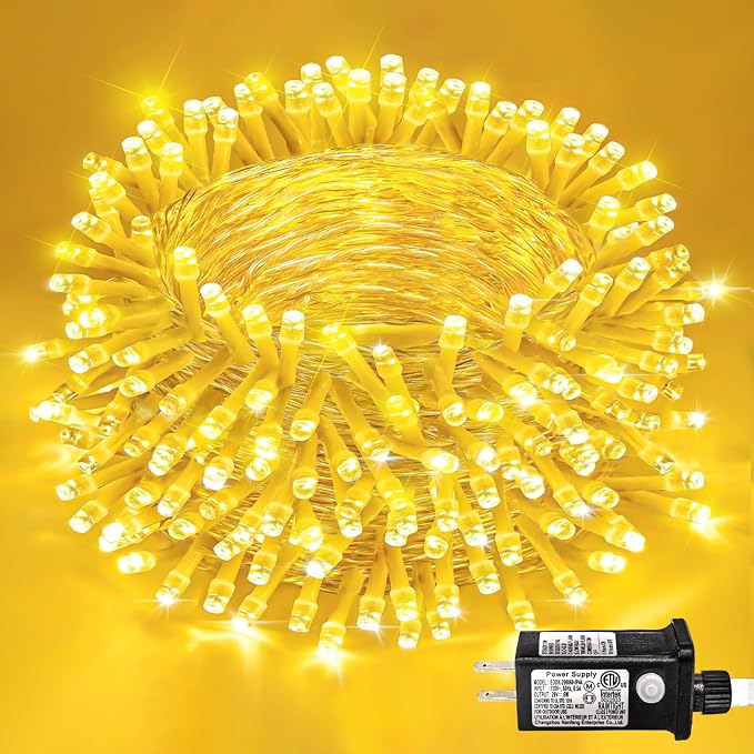 250 LED Christmas Lights Outdoor, 82 FT String Lights Indoor 8 Modes Clear Wire, Connectable Fairy Twinkle Lights Plug in for Outside Bedroom Patio Tree Party Wedding Holiday Decorations, Warm White