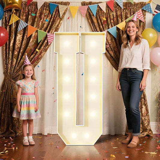 4FT Marquee Letters U Sign,Large Light Up Numbers Party Decoration - Hook and Loop Fastener,No Tools Easy Setup, Corrugated Plastic for Birthdays Weddings Baby Anniversaries(Letters U)