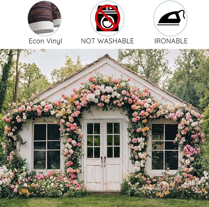 20X10ft Flower Backdrop Floral Retro House Photography Backdrops Rustic Garden Style Decoration Wedding Portrait Background Studio Photo Booth Props