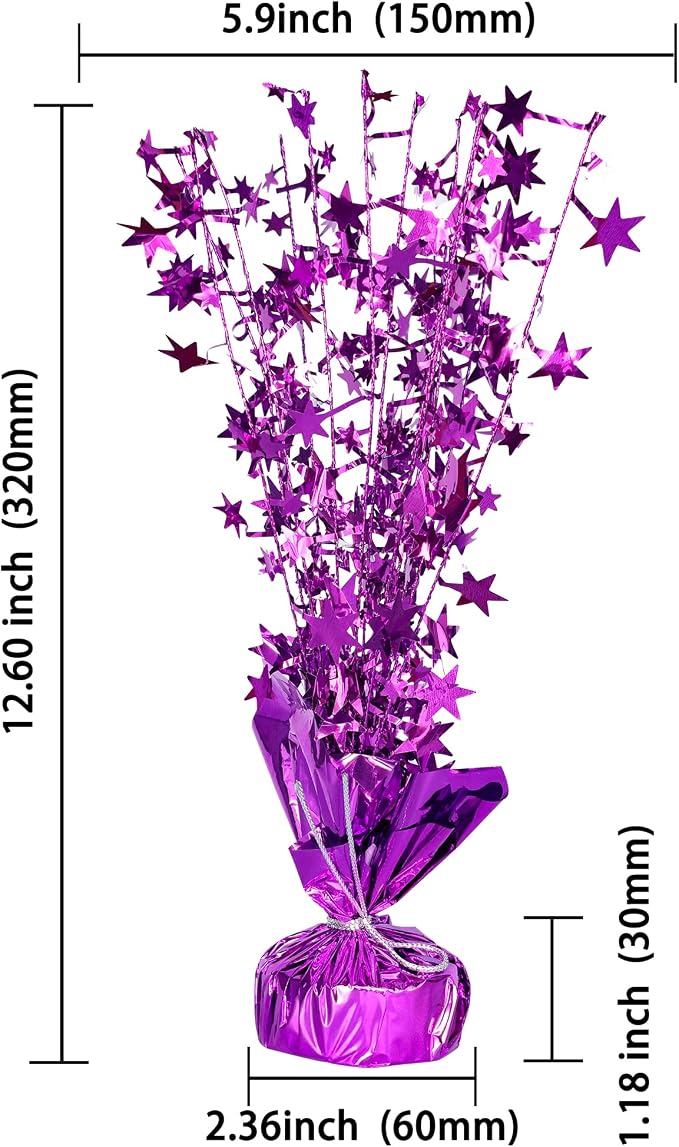 Gyufise 6 Pack Metallic Foil Spray Centerpiece Star Table Decoration Burst Table Centerpieces Table Decor for Birthday Wedding Anniversary Graduation Holiday Party Supplies Purple