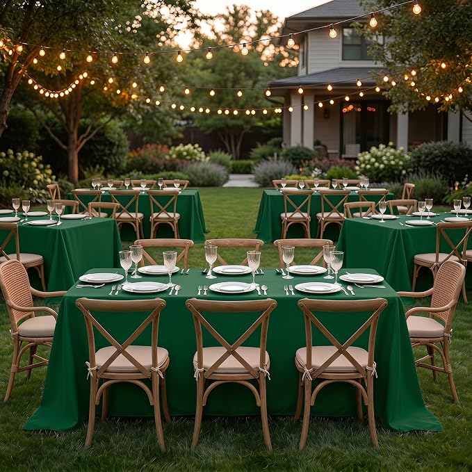 Fitable 6 Pack Hunter Green Rectangle Table Clothes - 90 x 132 Inch - Wrinkle and Stain Resistant Fabric Tablecloths, Washable Polyester Table Covers for Wedding, Party, Banquet, Formal Events