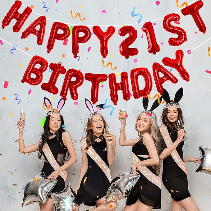 76pcs Happy Birthday Balloon Banner, Red Balloons Letters, Personalized 16" Mylar Foil Birthday Decorations includes 2 Sets A- Z, 1 set Number 0-9 and "HAPPY BIRTHDAY" letters (with Balloon Pump)