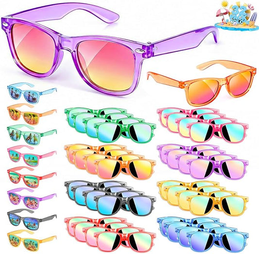 Party Favors Kids Sunglasses - Toddler Sunglasses Bulk for Kid Age 3-8, Neon Glasses with UV 400 Protection for Boys Girls, Goodie Bags Stuffers for Birthday Classroom Graduation Gifts - 32 Packs