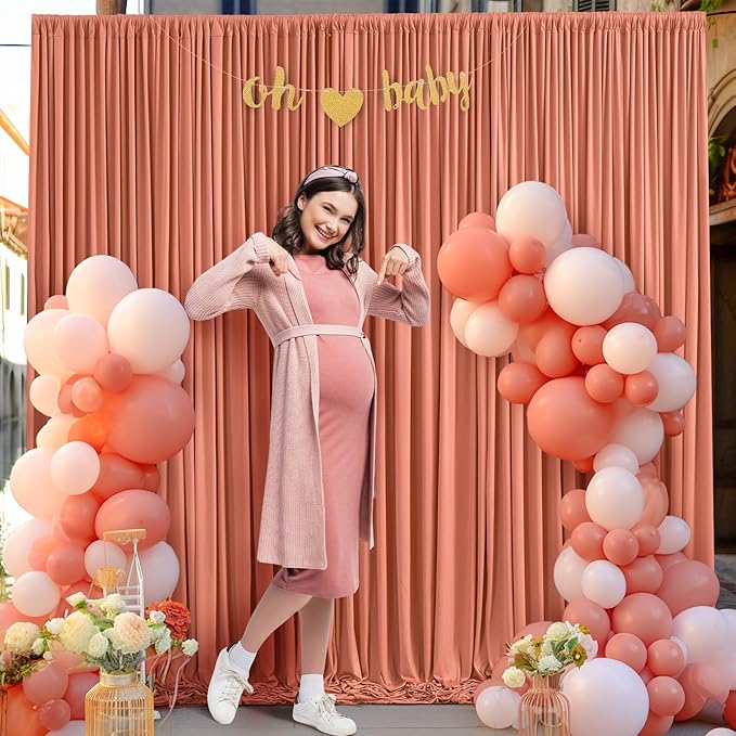 4 Panels Rust Backdrop Curtain for Parties Wedding Wrinkle Free Red Photo Curtains Backdrop Drapes Fabric Decoration for Birthday Party Baby Shower Christmas 20ft(W) x 10ft(H)