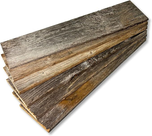 Rustic Revival | Handmade Reclaimed Barnwood Craft Bundle | Unfinished Authentic Weathered Wood Planks for DIY, Home and School Projects (12" x 5.5" x .25") 6 Pack