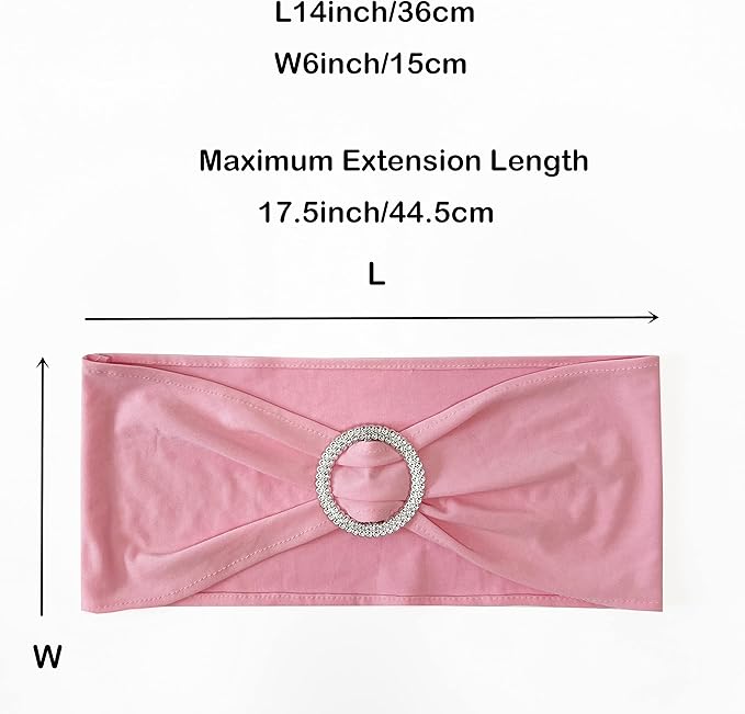 Spandex Chair Sashes Bands 100PCS Stretch Chair Ties Bows with Buckle Slider for Wedding Party Banquet Decoration (Pink)