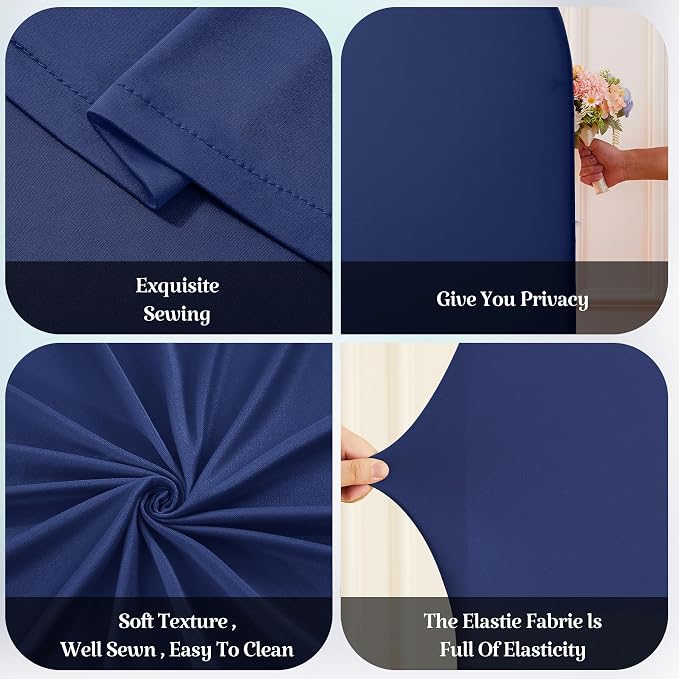 Navy Blue Arch Covers Set of 2, Navy Blue Backdrop Covers 7.2FT 6FT Stretchy Spandex Fitted Arch Stand Cover for Baby Shower, Wedding, Birthday Party Decor with Double-Sided Design