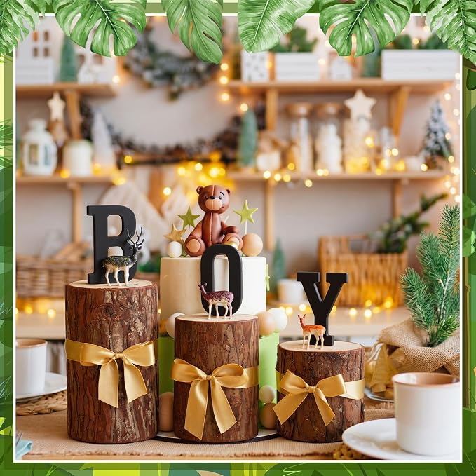 Amyhill 3 Sets Boy Woodland Baby Shower Decorations 3D Deer Table Centerpieces Wooden Boy Letters Neutral Gender Reveal Rustic Wood Forest Safari Decor for Baby Shower Birthday Party