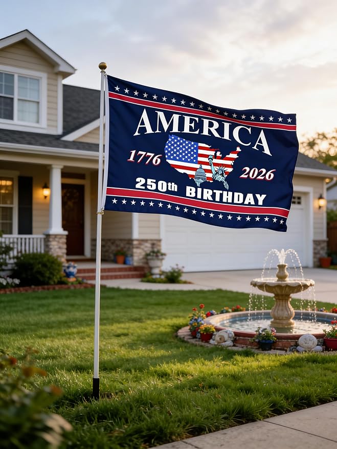250 Anniversary USA Flag - 3x5 Ft Double Sided 3 Layers Patriotic Flags - 4th of July Decorations Independence Day American 250th Anniversary Flag 1776-2026 for Indoor Outdoor Decoration