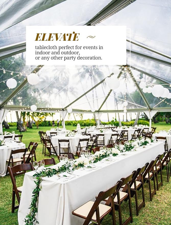 Pesonlook 8 Packs 90 x 156 Inch Tablecloth, White Polyester Table Cloth for 8ft Rectangle Tables, Stain and Wrinkle Resistant Washable Fabric Table Cover for Wedding Banquets Parties Buffet Dining